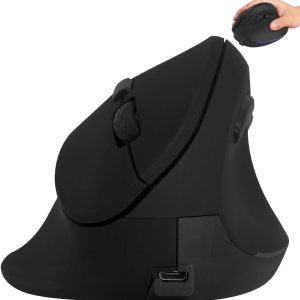 Ratón inalámbrico ergonómico vertical para manos grandes, silencioso, silencioso, Ergo, luz LED azul, 3600 DPI, túnel carpiano, cómodo mouse Ratón inalámbrico ergonómico vertical para manos grandes, silencioso, silencioso, Ergo, luz LED azul, 3600 DPI, túnel carpiano, cómodo mouse