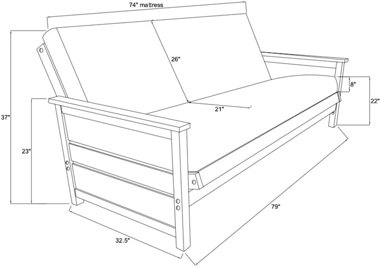 Kodiak Furniture Lexington Futón de almacenamiento en marrón desgastado con colchón azul