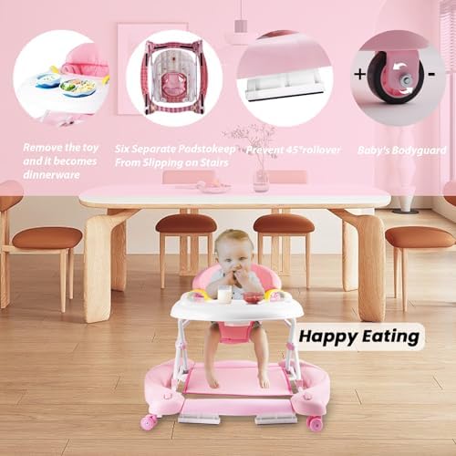 Boyro Baby Andador de bebé 5 en 1, andadores de bebé para niños y niñas de 6 a 12 meses, caminador de actividad plegable, andador infantil con
