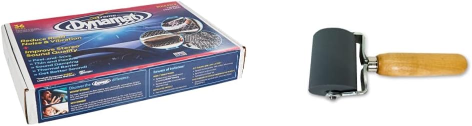 Dynamat 10455 18″ x 32″ x 0.067″ – Amortiguador de sonido autoadhesivo de grosor (9 hojas)  DYNAMAT 10007 Dyna-Roller Herramienta de instalación