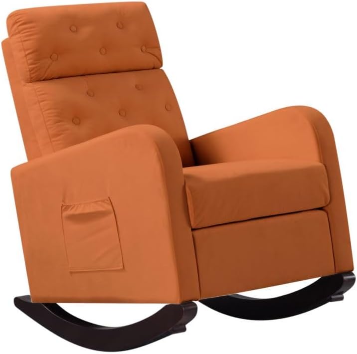 Moderno, patas de madera maciza de 26 pulgadas, bolsillo lateral, con brazos cuadrados, respaldo alto de terciopelo para interiores y exteriores,