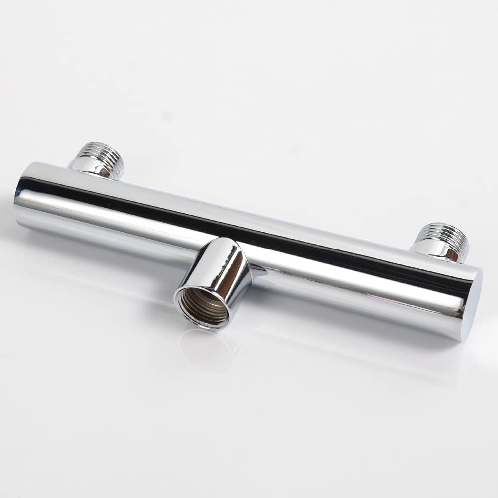 HAOXIN Colector de ducha de doble salida con válvula de cierre, adecuado para sistema de ducha de doble rociador, cromo, STC03
