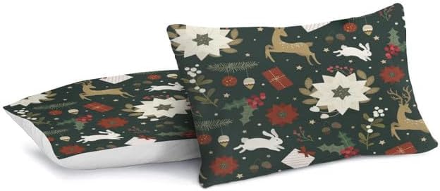 Bidesign Juego de funda de edredón tamaño matrimonial con temática navideña (diseño de cerezaárbol de Navidadcampana) para vacaciones (1 funda de