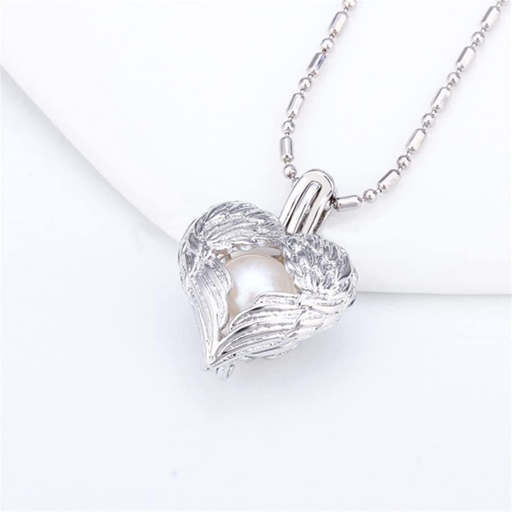 Colgantes de jaula de alas de ángel para fabricación de joyas de perlas, chapados en plata, diseño de jaulas de perlas para regalo adorable, Metal