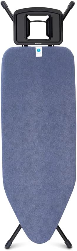 Brabantia Tabla de planchar tamaño C (49 x 18 pulgadas), 7 opciones de altura, soporte para plancha de vapor sólido (azul tenim) pies