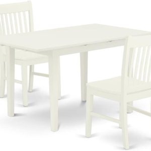 East West Furniture NOFK3-LWH-W – Juego de muebles de habitación de 3 piezas que contiene una mesa rectangular de madera con hoja de mariposa y 2 East West Furniture NOFK3-LWH-W – Juego de muebles de habitación de 3 piezas que contiene una mesa rectangular de madera con hoja de mariposa y 2