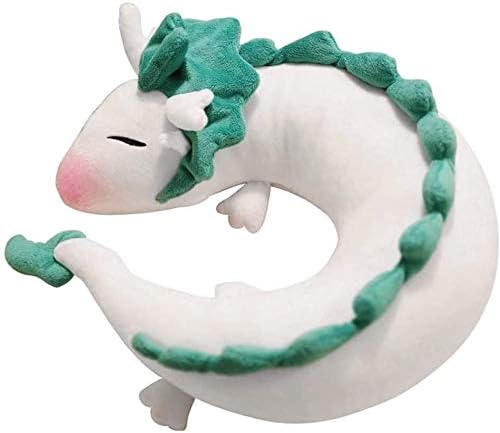 Almohada de cuello de dragón blanco de anime, almohada de viaje en forma de U, almohada de cuello de dragón, almohada de peluche suave de dragón de