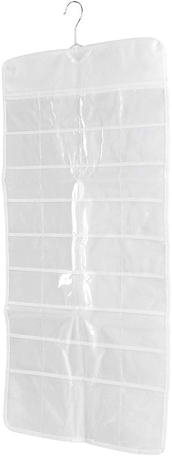 TOPINCN Organizador de joyas colgante de doble cara 72 rejillas de PVC transparente transparente colgar sobre la puerta bolsa de almacenamiento