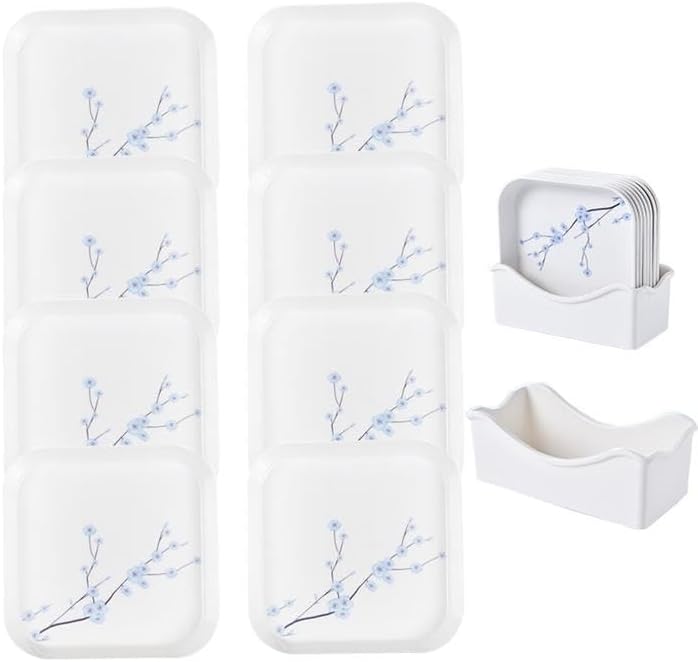 MBBITL Platos de melamina cuadrados de 5.9 pulgadas, platos de ensalada de aperitivos, platos para servir alimentos, juego de 8 con base de