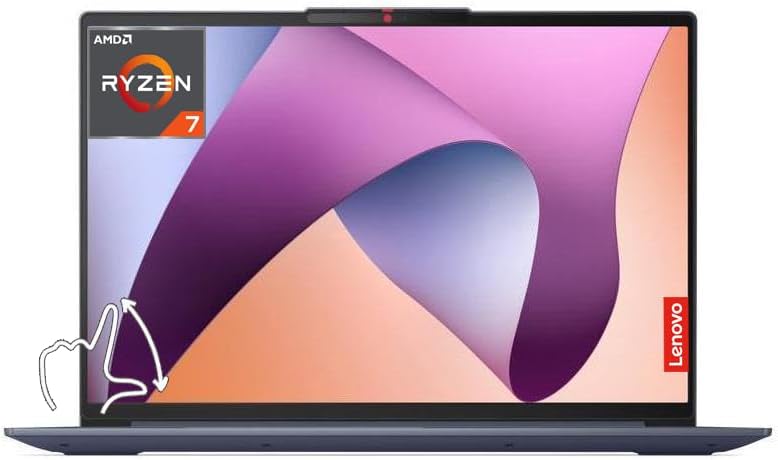 Lenovo IdeaPad 5 – Laptop delgada con pantalla táctil FHD de 16 pulgadas, 8 núcleos AMD Ryzen 7 7730U, gráficos AMD Radeon, lector de huellas