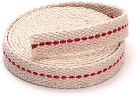 Bless International Rollo de mecha plana de algodón 100% natural de 78 pulgadas de 6.5 pies (6.6 ft aproximadamente) con puntada roja auténtica para