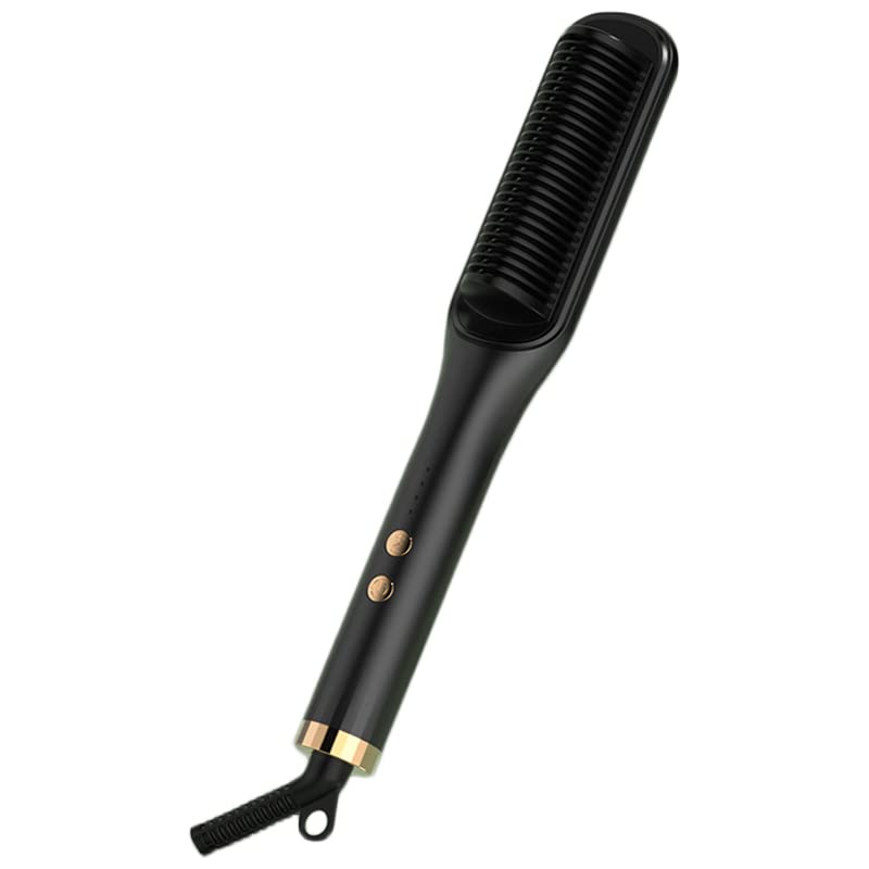 Peine alisador de cabello Termostato inteligente de iones negativos de doble uso para salón de casa Enchufe de EE. UU. 220V (negro)