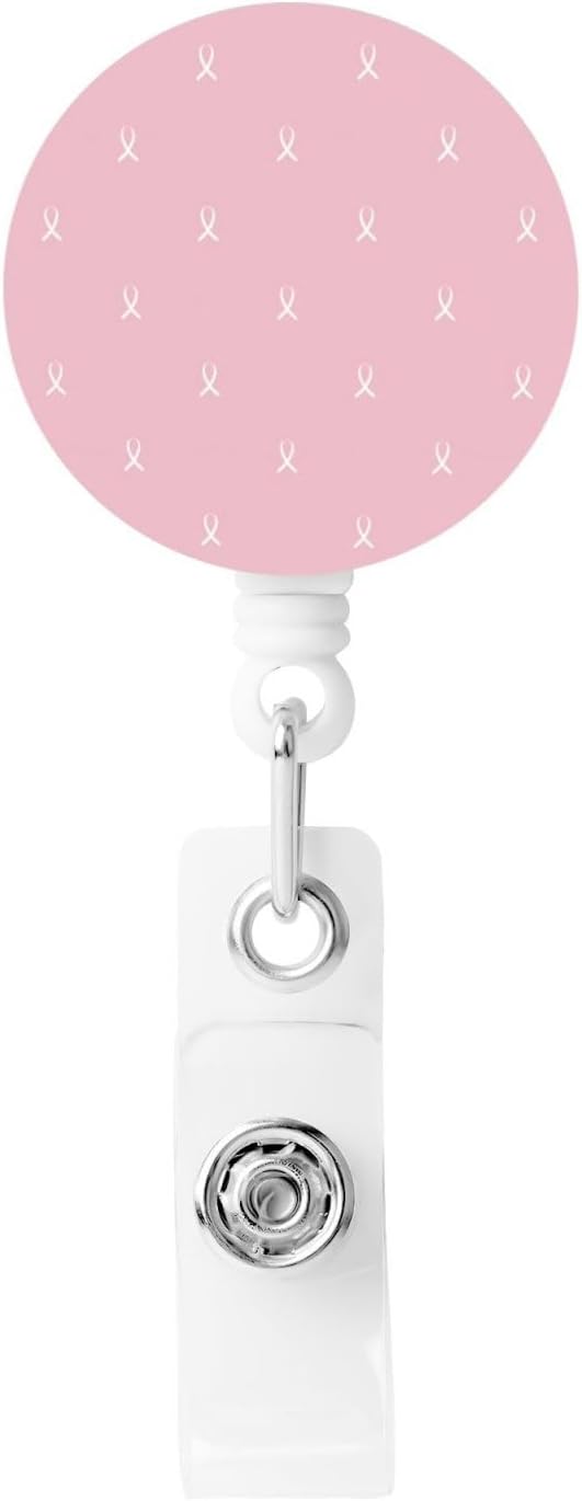 Portatarjetas retráctiles, carrete de insignia de concienciación sobre el cáncer de mama, tarjeteros de identificación con clip de insignia