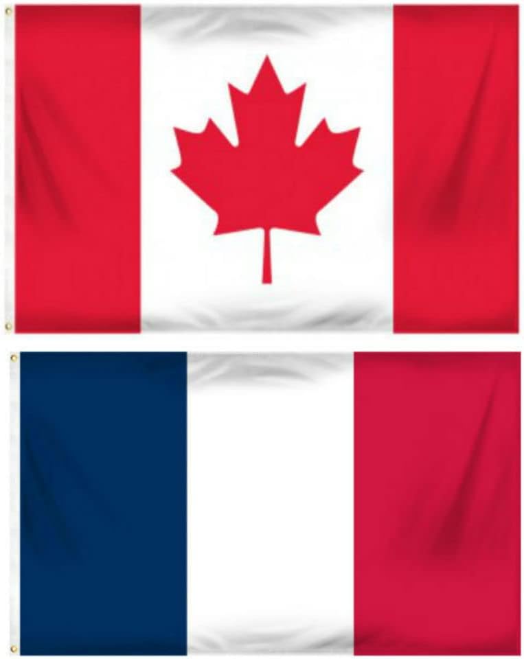 Premium 5×8 5’x8′ Combo France French & Canada Canadian Flag grommets