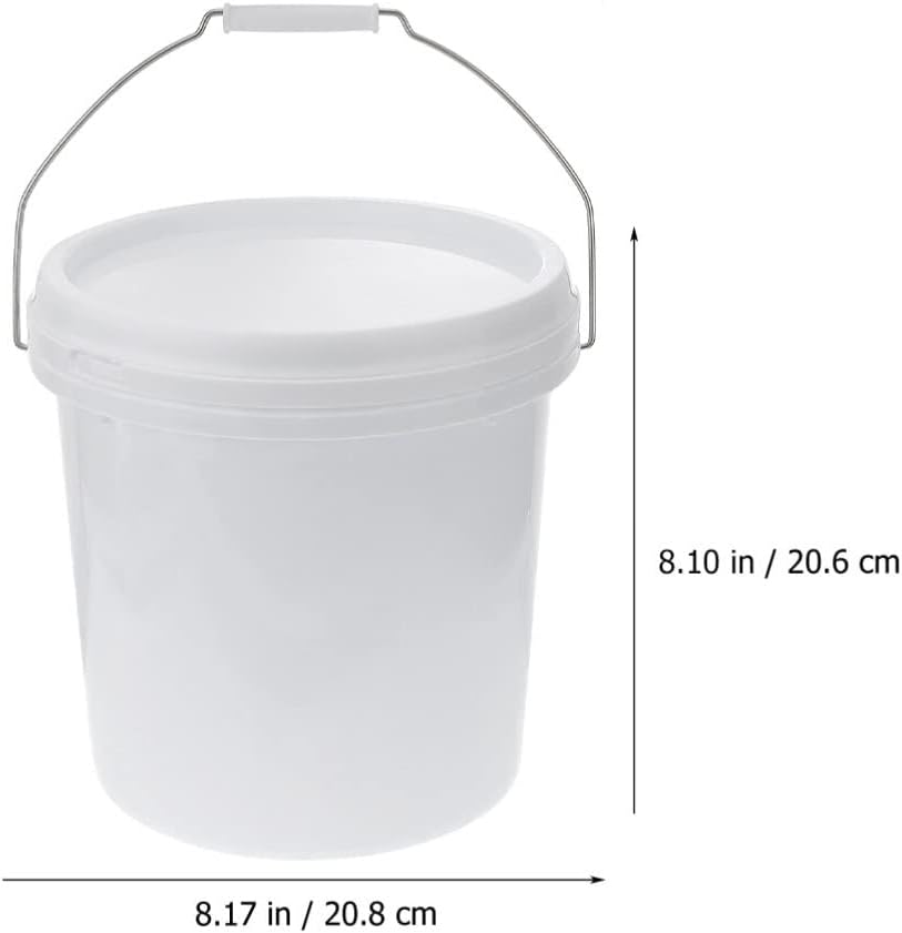 LIFKOME Cubos de plástico blanco, cubo de pintura de 1.5 galones con mango y tapas, cubos de almacenamiento de alimentos, cubo de agua, cubo de