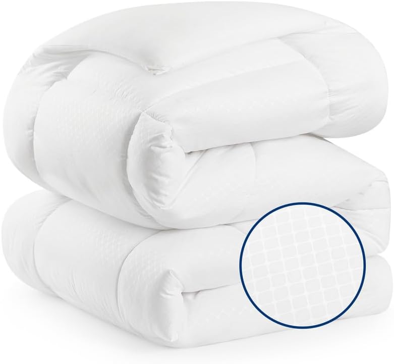 Bedsure Edredón alternativo para todas las estaciones, relleno de edredón tamaño King con pestañas en las esquinas, acolchado lavable a máquina,