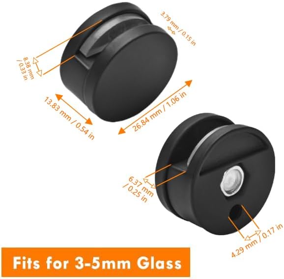 Kit de accesorios de montaje de espejo negro sin marco, soportes de espejo de aleación de zinc, soportes de montaje de espejo, abrazaderas de clips