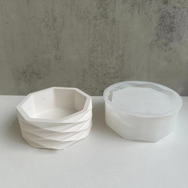 Moldes de silicona para macetas de resina epoxi, molde geométrico redondo grande para jarrón de hormigón, arcilla para suculentas, molde para