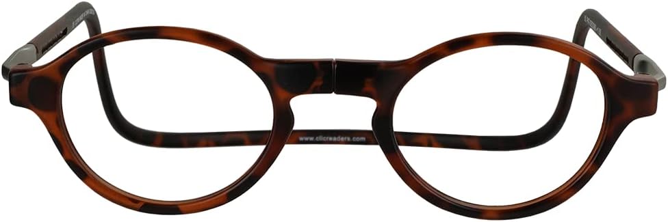 Clic Lentes de lectura magnéticos, lectores de computadora, lentes reemplazables, patillas ajustables, clásicos, (S-M, tortuga mate, aumento de 3.00)