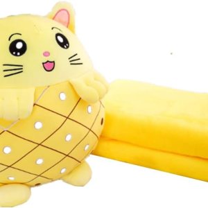 Kids Stuffed Animal Travel Blanket and Pillow Set, Adorable 3 in 1 Multifunctional Fruit Plush Pillow with Hand Warmer Design, Perfect for Travel, Kids Stuffed Animal Travel Blanket and Pillow Set, Adorable 3 in 1 Multifunctional Fruit Plush Pillow with Hand Warmer Design, Perfect for Travel,