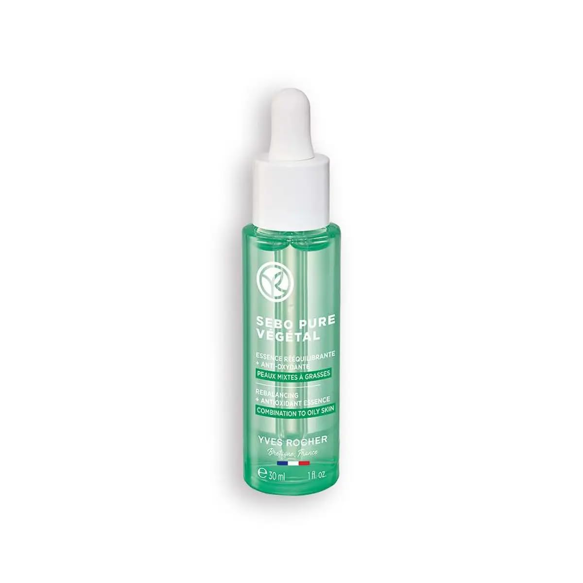 Yves Rocher Sebo Pure Vegetal Hidratante Antimanchas – 1.4 fl oz.  1.5 Fl.Oz. & Reequilibrante Antioxidant Essence Organic Serum Skin Solution – 1.0