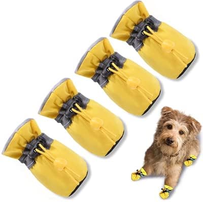 Zapatos para perro, botas y protector de patas, suela antideslizante, botines de invierno para perros con correas reflectantes, botas de nieve para