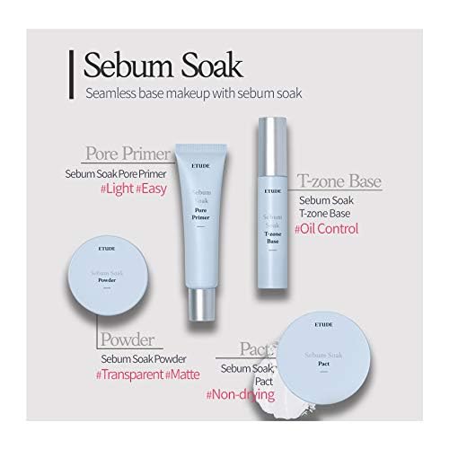 ETUDE Polvo de remojo Sebum 0.18 oz (23AD)  Polvo de maquillaje para rostro graso con control de sebo, efecto suave en la piel y acabado mate