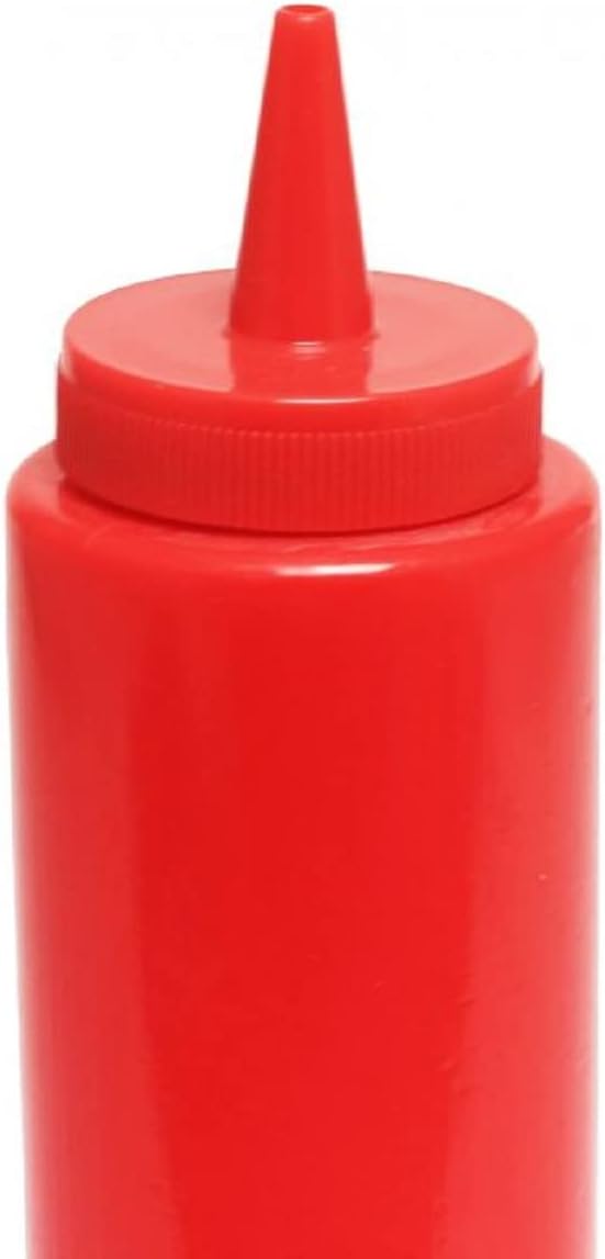 -Juego de 12 botellas dispensadoras de condimentos exprimibles de 8 onzas rojas- Botella de plástico para salsas para untar, salsa de tomate y