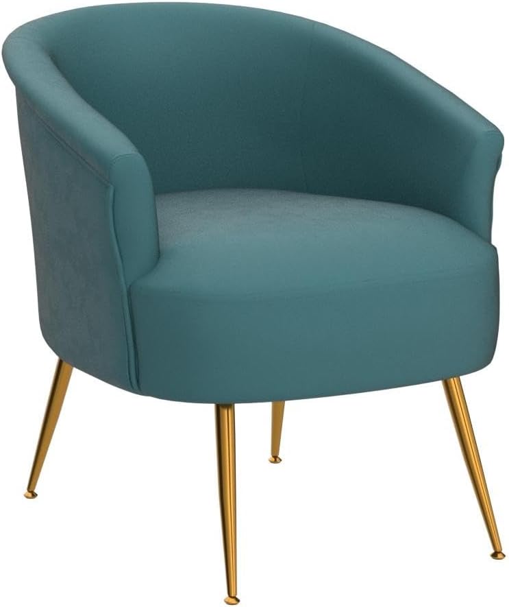 KIVENJAJA Accent Barrel – Silla moderna tapizada de terciopelo, sillón tapizado para sala de estar, dormitorio, espacio pequeño, felpa con patas de