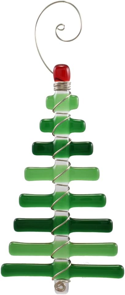 Atrapasoles de cristal fundido para árbol de Navidad contemporáneo hecho en Estados Unidos, 3 “x 7”