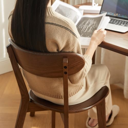 TINGSING Sillas de comedor de madera de roble macizo, sillas modernas de cocina y comedor de mediados de siglo con respaldo redondo ancho, sillas de