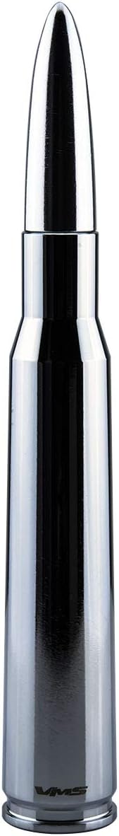 VMS Racing 50 Cal Caliber – Antena de bala de punta cromada plateada en calibre pesado mecanizado CNC de aluminio compatible con Toyota Tacoma 95-19