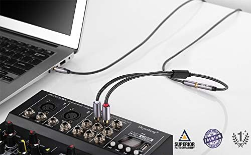 DUKABEL Adaptador estéreo hembra de 0.138 in a 2 RCA, conector de audio estéreo de 0.138 in a 2 conectores RCA macho a auriculares 3.5 Y cable