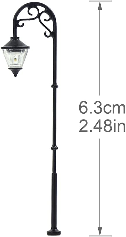 LYM55 10pcs modelo ferroviario lámpara lámpara lámpara escala HO 2.480in o 2.48inch Street Lgihts LED