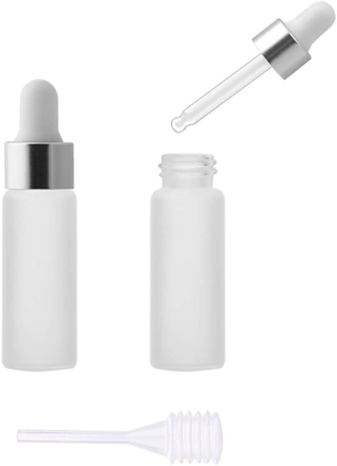 Enslz 15 piezas Mini botella vacía con cuentagotas de vidrio de aceite esencial esmerilado, botellas reutilizables, frasco de gotero de aceite nasal