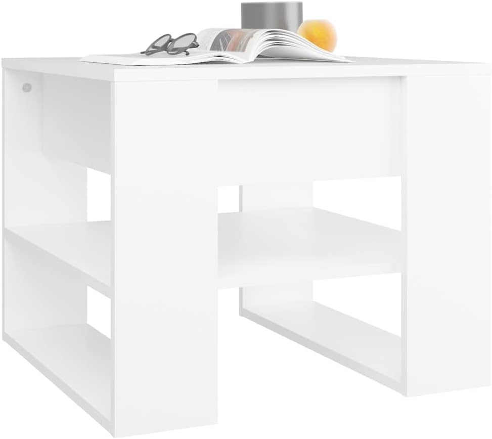 Mesa auxiliar, armario de almacenamiento, mesa de café, mesa de café adecuada para sala de estar, oficina, balcón, estudio blanco 21.9 x 21.7 x 17.7