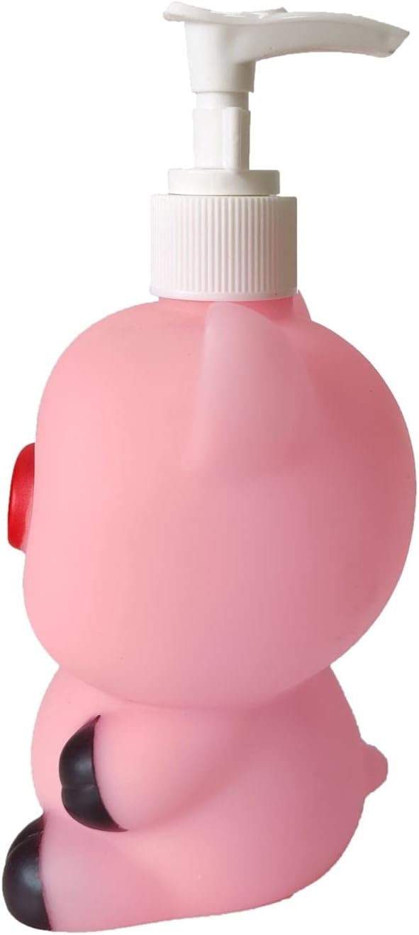Dispensador de jabón de manos recargable de vinilo Pink Pig Dispensador de champú botella desinfectante de 11 oz para bebés niños adultos para