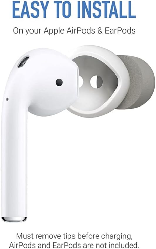 COMPLY SoftCONNECT – Puntas de repuesto de espuma suave para Apple AirPods (Gen. 1 y 2), auriculares Apple y auriculares similares (grandes, 2 pares)