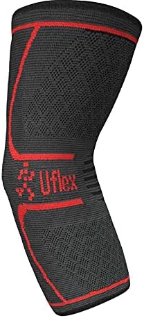 UFlex Elbow Compression Sleeve for Women & Men- Brace for Injury Recovery, Tendonitis, Tennis Elbow, Bursitis, Weightlifting, Golf, Basketball-