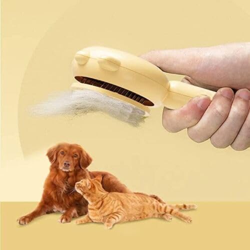 Awishday – Cepillo limpiador de pelo de mascotas para gatos, cepillo Dolaxe para mascotas, cepillo limpiador de pelo de mascotas Awishday (amarillo)