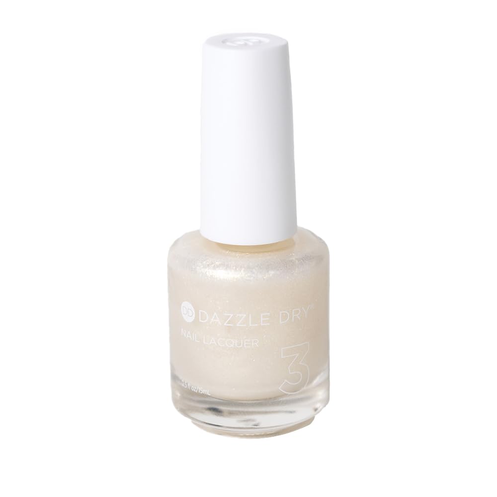 Dazzle Dry Esmalte de uñas (paso 3) – Flecha de Cupido – Un efecto de capas blancas transparentes con un brillo dorado brillante. Brillo