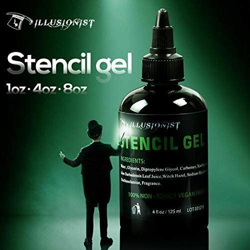Illusionist Tattoo Stencil Transfer Gel Solution- Produce plantillas oscuras y limpias – Dura todo el día (1 onza)