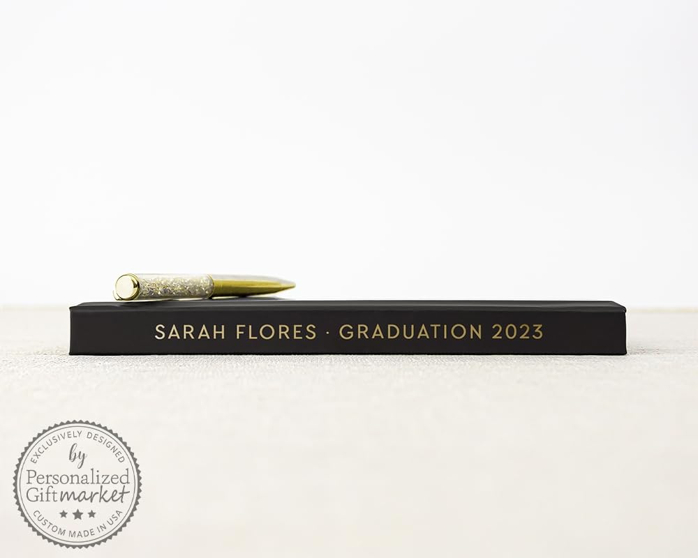 High School Gift for Graduating Class, Graduation Day Party Ceremony Well Wishes Signature Photo Book – Black Gold (12×12)