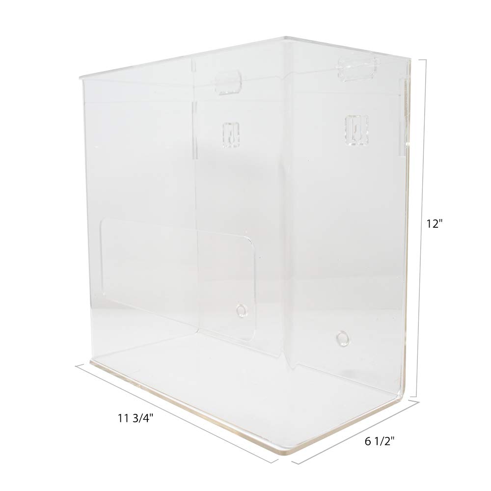 NMC ACD – Dispensador de cubierta  12 pulgadas x 11.75 pulgadas x 6 pulgadas. Soporte acrílico transparente para gorras bouffant, fundas para barba,