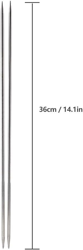 Juego de 44 agujas de tejer, agujas de tejer de acero inoxidable de doble punta para calcetines, suéter artesanal, 11 tamaños de 0.059 in a 0.256 in