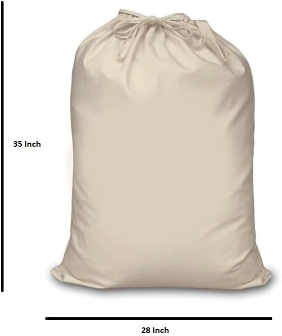 BIG EVENTS Bolsa de lavandería de algodón para ropa  Organizador de viaje  Bolsa ecológica de algodón 100% puro con cordón  Tamaño grande  Bolsa de