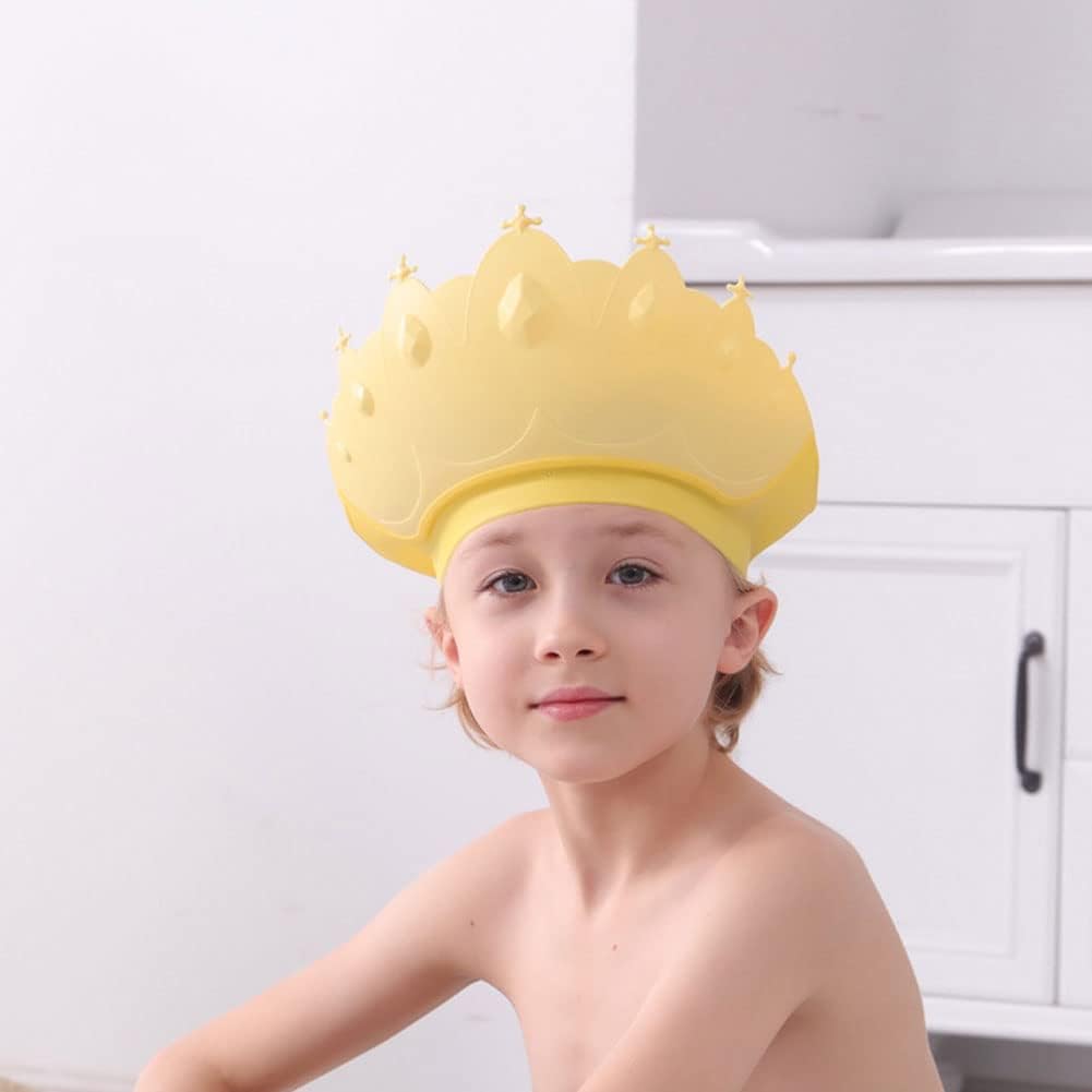 Gorro de ducha de bebé, sombrero de champú impermeable para niños y niñas pequeños que protege las orejas y los ojos. Corona de baño de silicona