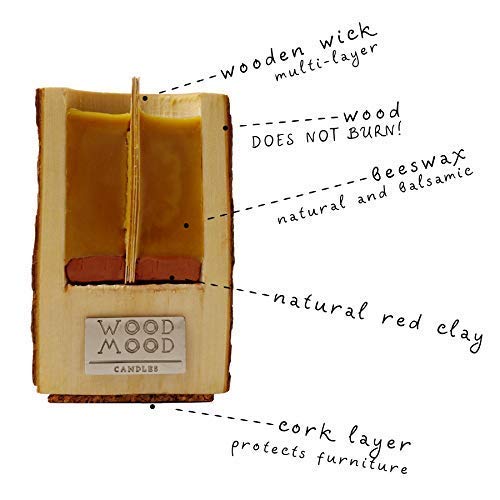 Artisan set of three WOOD MOOD wooden scented candles with beeswax