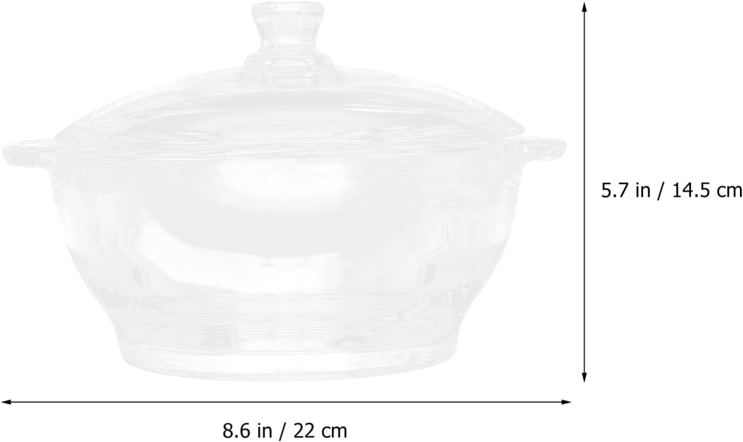 Hemoton Cacerola de vidrio redonda con tapa y asas, olla de cocina cubierta para cocinar, hornear, servir