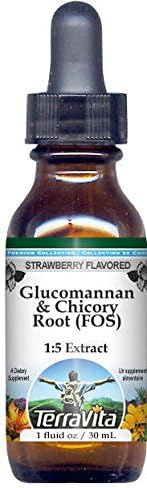 Terravita Extracto líquido de glicerita de glucomanano y raíz de achicoria (FOS) (15) – Sabor a fresa (1 oz, ZIN 522523)
